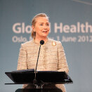 1 June: The Queen attends "A World in Transition", an international conference on global health. Hillary Clinton was the main speaker in Oslo Town Hall.  (Photo: Anette Karlsen / NTB scanpix)